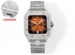 THB Factory Cartier Santos Middle East Version Tape Silver steel case with White diamonds diameter 39.8mm watch
